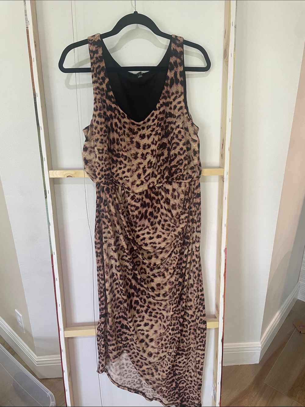 INC International Concepts Black and Brown Leopard Print Maxi Dress